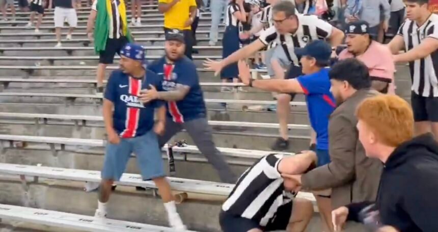 Fights Break Out Between PSG and Botafogo Fans at the Rose Bowl - Watch